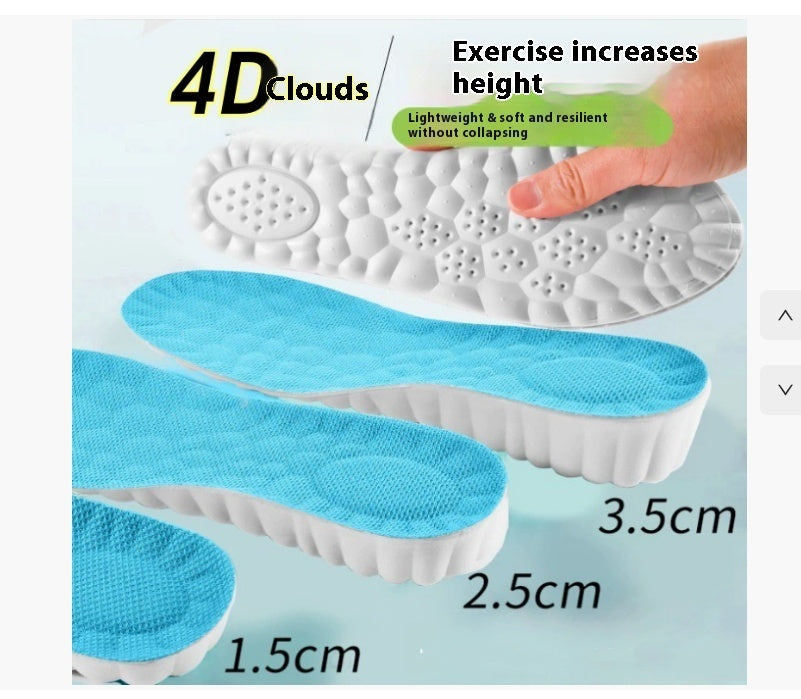 4D Cloud Technology Pu Massage Instep Insole High Elastic Shock Absorption